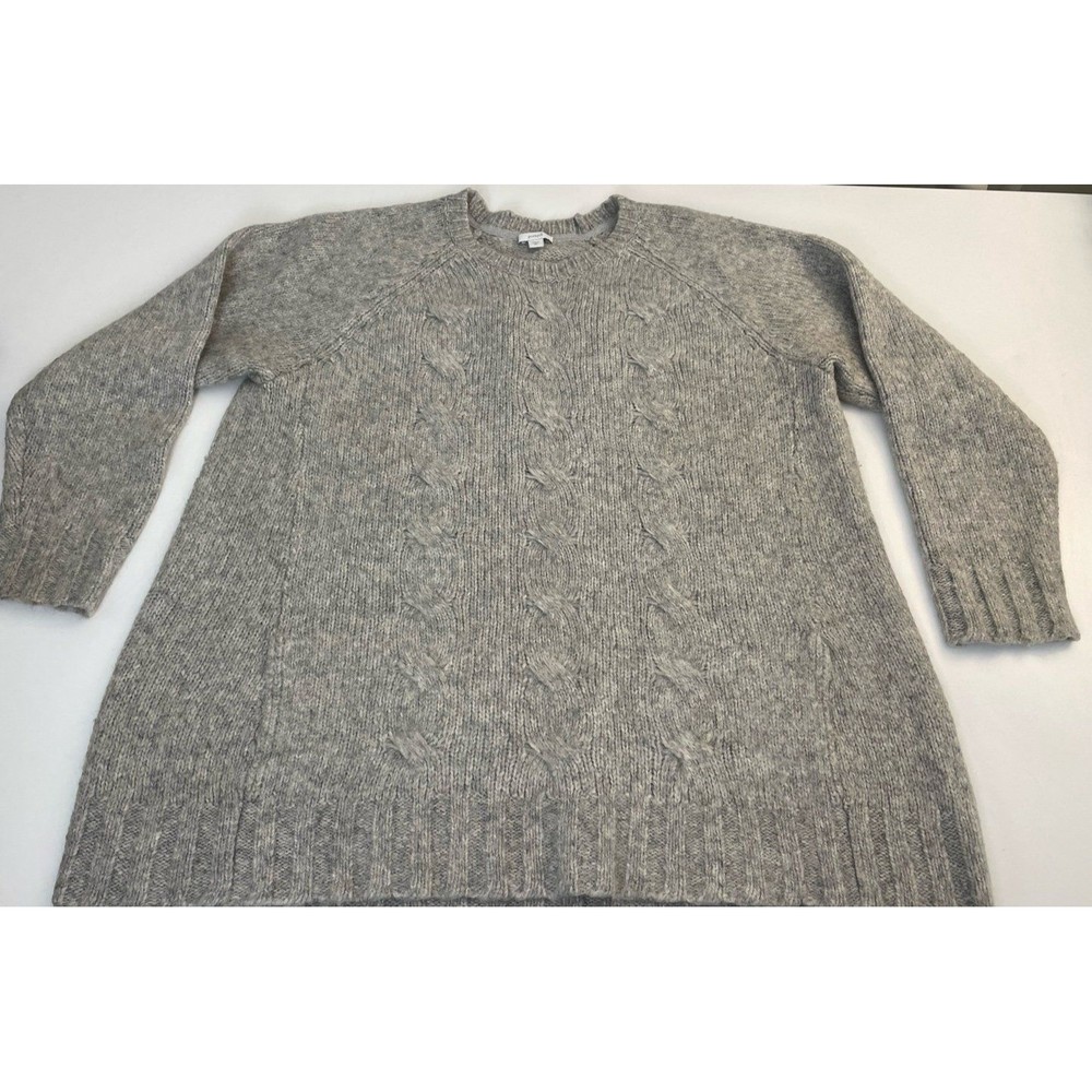 J.Jill -PureJill line women’s XL tall wool blend light grey cable knit sweater.